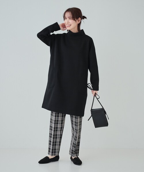 SHOO・LA・RUE(シューラルー)の「◆【S-LL】裏起毛であったか スタンドカラーコクーンチュニック【SHOO WARM】(チュニック・レディース・ブルーグリーン/ブラック/チャコールグレー・01/02/03/04)」の6枚目の写真