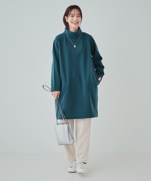 SHOO・LA・RUE(シューラルー)の「◆【S-LL】裏起毛であったか スタンドカラーコクーンチュニック【SHOO WARM】(チュニック・レディース・ブルーグリーン/ブラック/チャコールグレー・01/02/03/04)」の10枚目の写真