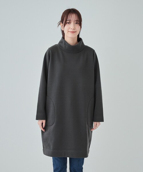 SHOO・LA・RUE(シューラルー)の「◆【S-LL】裏起毛であったか スタンドカラーコクーンチュニック【SHOO WARM】(チュニック・レディース・ブルーグリーン/ブラック/チャコールグレー・01/02/03/04)」の16枚目の写真