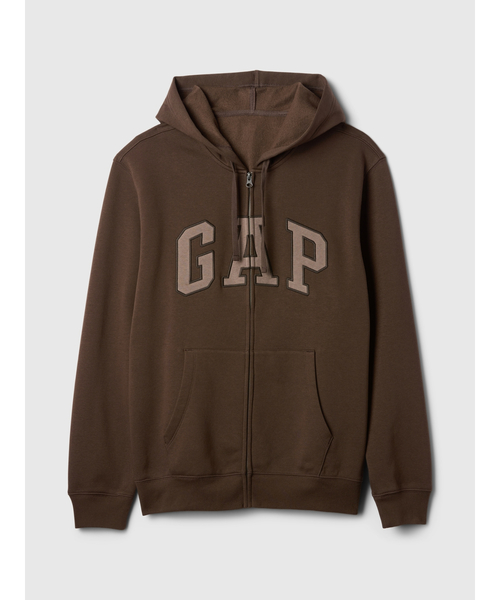 【最安値】GAP ブラウン ジップアップパーカー 希少 セール】リラックス GAPロゴ ジップアップパーカー(ユニセックス