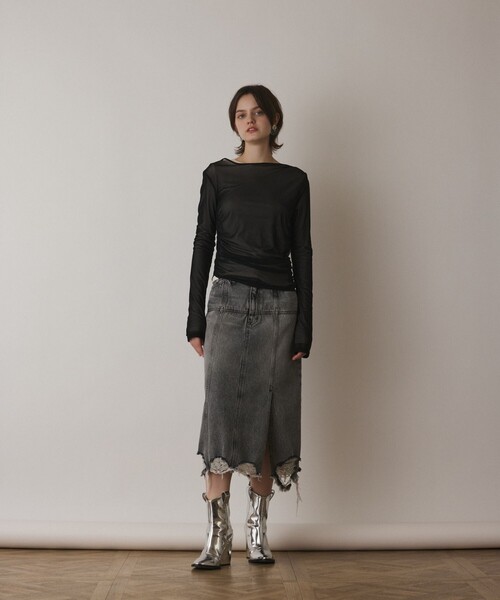 Diagram（ダイアグラム）の「レイヤードカットトップ（Tシャツ/カットソー・レディース・ブラック/ライトグリーン/ホワイト・36）」の16枚目の写真