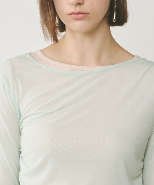 Diagram（ダイアグラム）の「レイヤードカットトップ（Tシャツ/カットソー・レディース・ブラック/ライトグリーン/ホワイト・36）」の8枚目の写真