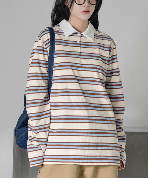 ながま　COGTHEBIGSMOKE オーバーサイズTシャツストライプ未着 セール】[FLW MADE]オーバーサイズストライプボーダーカラー