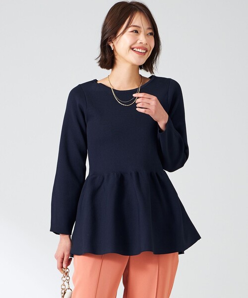 ANY SIS(エニィスィス)の「【洗える】スポンディッシュペプラム ニット(ニット/セーター・レディース・ネイビー系/ホワイト系2/オレンジ系/ブラック系2/ライトグリーン系/ブルー系・0)」の4枚目の写真