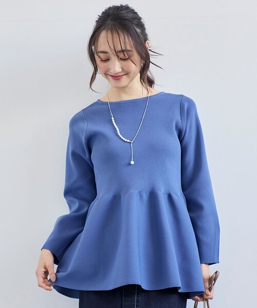 ANY SIS(エニィスィス)の「【洗える】スポンディッシュペプラム ニット(ニット/セーター・レディース・ネイビー系/ホワイト系2/オレンジ系/ブラック系2/ライトグリーン系/ブルー系・0)」の5枚目の写真