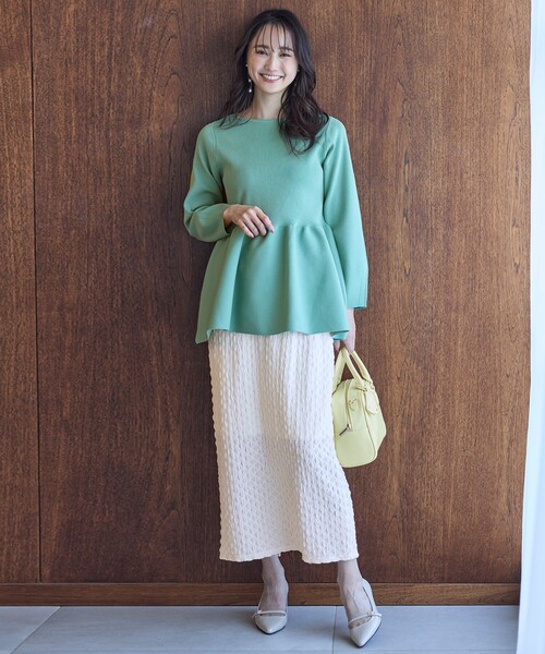 ANY SIS(エニィスィス)の「【洗える】スポンディッシュペプラム ニット(ニット/セーター・レディース・ネイビー系/ホワイト系2/オレンジ系/ブラック系2/ライトグリーン系/ブルー系・0)」の8枚目の写真