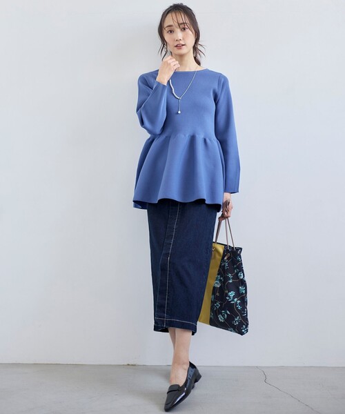 ANY SIS(エニィスィス)の「【洗える】スポンディッシュペプラム ニット(ニット/セーター・レディース・ネイビー系/ホワイト系2/オレンジ系/ブラック系2/ライトグリーン系/ブルー系・0)」の10枚目の写真