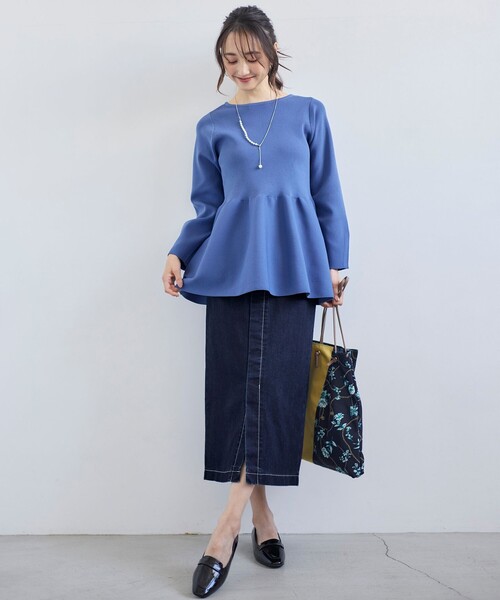 ANY SIS(エニィスィス)の「【洗える】スポンディッシュペプラム ニット(ニット/セーター・レディース・ネイビー系/ホワイト系2/オレンジ系/ブラック系2/ライトグリーン系/ブルー系・0)」の11枚目の写真