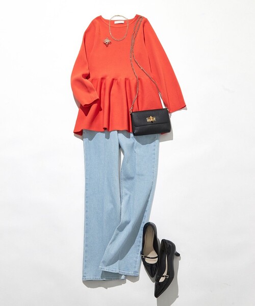 ANY SIS(エニィスィス)の「【洗える】スポンディッシュペプラム ニット(ニット/セーター・レディース・ネイビー系/ホワイト系2/オレンジ系/ブラック系2/ライトグリーン系/ブルー系・0)」の21枚目の写真