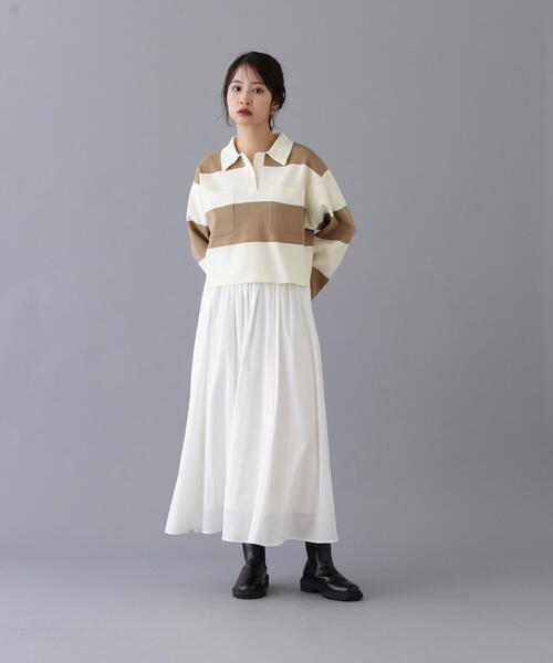 N.（N. Natural Beauty Basic）（エヌエヌナチュラルビューティーベーシック）の「ワイドボーダーニット（ニット/セーター・レディース・ブラック/ベージュ・MEDIUM）」の4枚目の写真