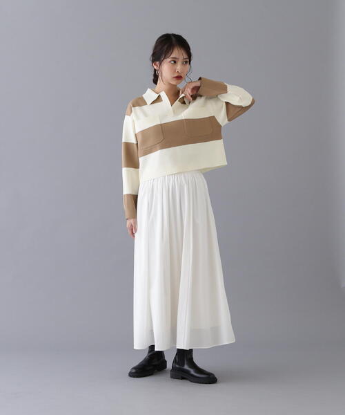 N.（N. Natural Beauty Basic）（エヌエヌナチュラルビューティーベーシック）の「ワイドボーダーニット（ニット/セーター・レディース・ブラック/ベージュ・MEDIUM）」の5枚目の写真