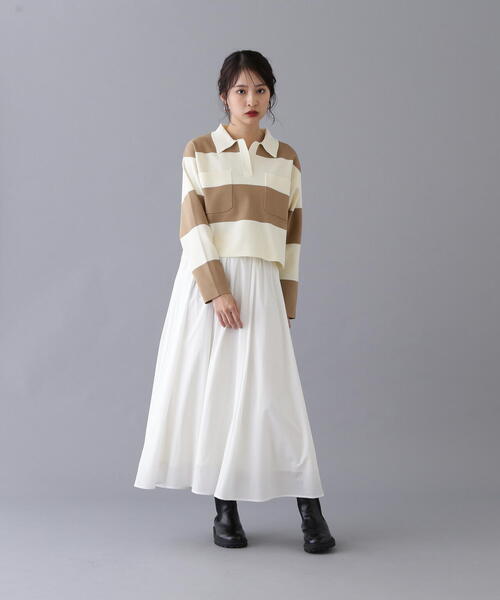 N.（N. Natural Beauty Basic）（エヌエヌナチュラルビューティーベーシック）の「ワイドボーダーニット（ニット/セーター・レディース・ブラック/ベージュ・MEDIUM）」の6枚目の写真