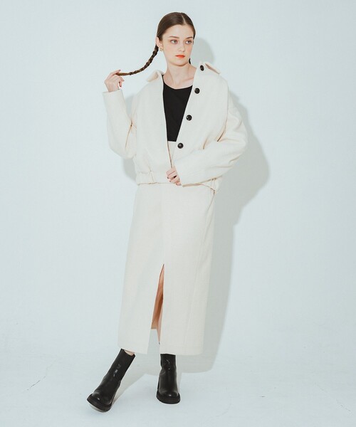 STUDIOUS（ステュディオス）の「【PINUE/ピヌエ】ブークレブルゾン（その他アウター・レディース・アイボリー/ブラック・FREE）」の5枚目の写真