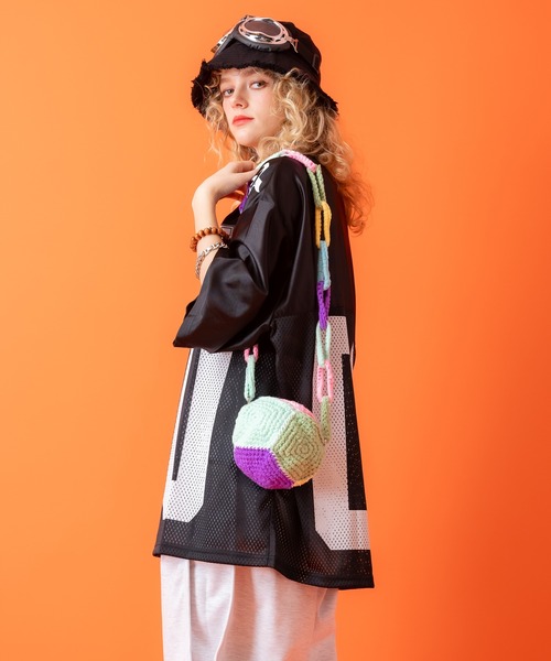 セール】an meets zakka クレイジーカラフルニットショルダーバッグ