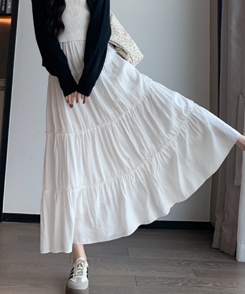 Teem Store(チームストア)の「ティアードロングボリュームフレアスカート(スカート・レディース・ピンク/ホワイト・L/M/S)」の11枚目の写真
