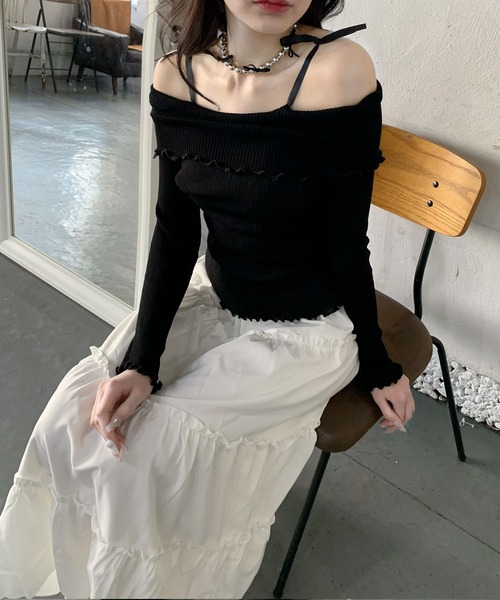 Teem Store(チームストア)の「ティアードロングボリュームフレアスカート(スカート・レディース・ピンク/ホワイト・L/M/S)」の5枚目の写真