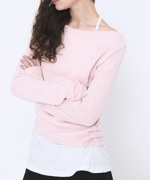 PLACE STUDIO(プレイススタジオ)の「PLACE STUDIO/ダブルレイヤードロングスリーブ(Tシャツ/カットソー・レディース・ブラック/ピンク/グレー・FREE)」の3枚目の写真