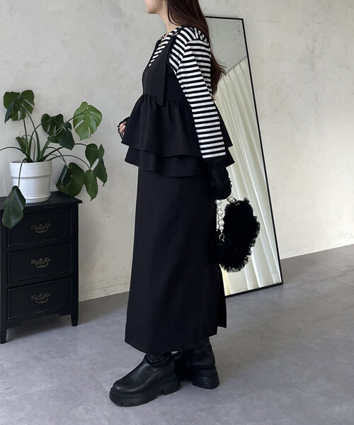 prose verse（プロズヴェール）の「ギャザーフリルペプラムジャンスカ（ワンピース・レディース・ブラック・PL/PM/LARGE/MEDIUM）」の11枚目の写真