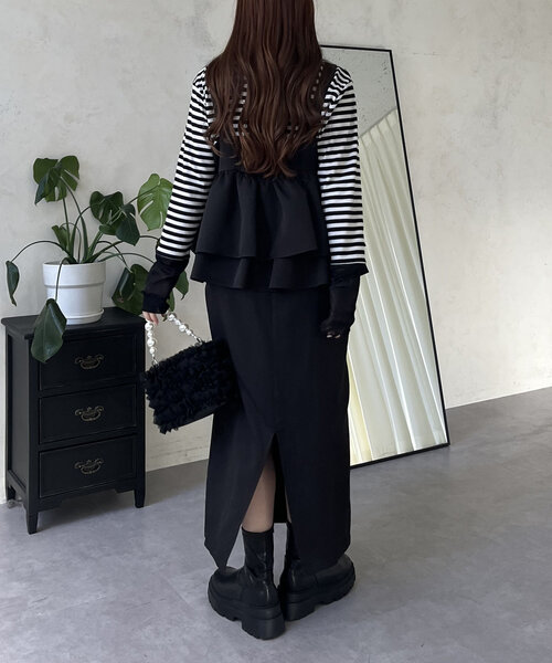 prose verse（プロズヴェール）の「ギャザーフリルペプラムジャンスカ（ワンピース・レディース・ブラック・PL/PM/LARGE/MEDIUM）」の12枚目の写真