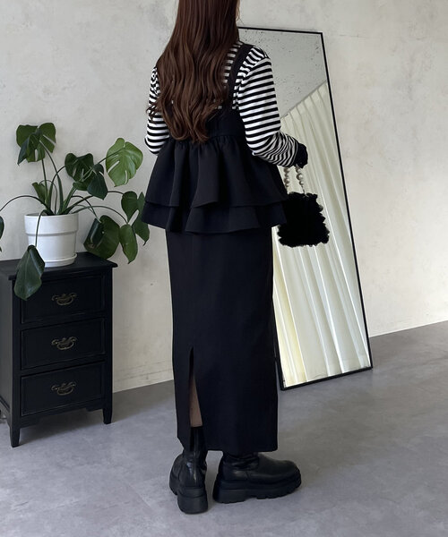 prose verse（プロズヴェール）の「ギャザーフリルペプラムジャンスカ（ワンピース・レディース・ブラック・PL/PM/LARGE/MEDIUM）」の13枚目の写真