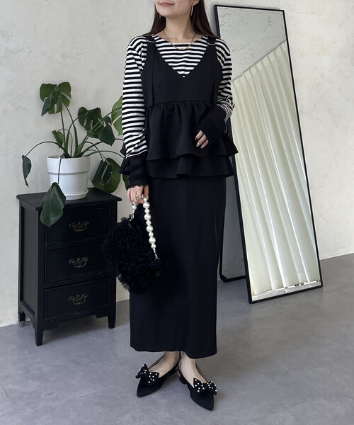 prose verse（プロズヴェール）の「ギャザーフリルペプラムジャンスカ（ワンピース・レディース・ブラック・PL/PM/LARGE/MEDIUM）」の21枚目の写真