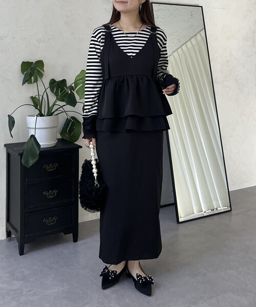 prose verse（プロズヴェール）の「ギャザーフリルペプラムジャンスカ（ワンピース・レディース・ブラック・PL/PM/LARGE/MEDIUM）」の22枚目の写真