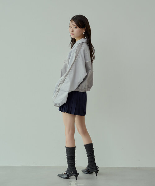 Chico 襟付きポロニット　ニットウエストリボンプリーツスカート　セット セットアップ対応】ニットウエストリボンプリーツスカート