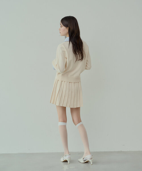 Chico 襟付きポロニット　ニットウエストリボンプリーツスカート　セット Chico 襟付きポロニット ニットウエストリボンプリーツスカート