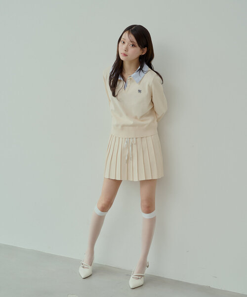Chico（チコ）の「【セットアップ対応】ニットウエストリボンプリーツ
