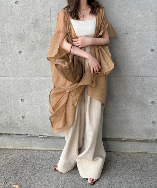 sheer drape gown cardigan /ワッシャー加工 シアー ドレープ