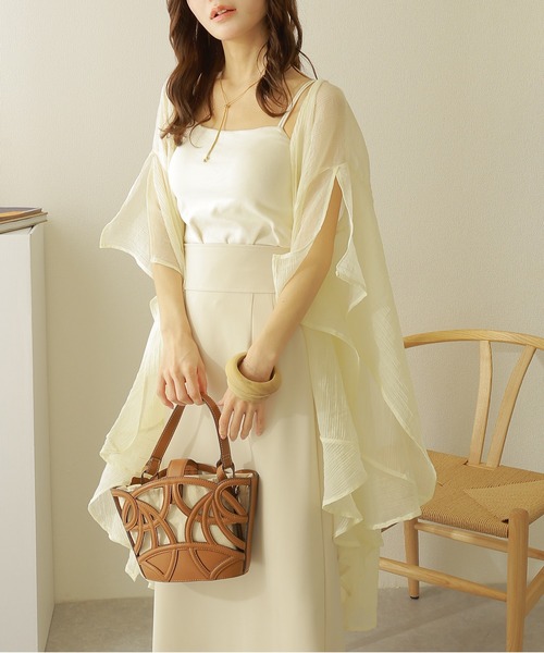 LAULEN(ローレン)の「sheer drape gown cardigan /ワッシャー加工 シアー ドレープ ガウン カーディガン(カーディガン/ボレロ・レディース・ブラック/ベージュ/アイボリー・FREE)」の2枚目の写真