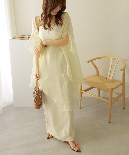 LAULEN(ローレン)の「sheer drape gown cardigan /ワッシャー加工 シアー ドレープ ガウン カーディガン(カーディガン/ボレロ・レディース・ブラック/ベージュ/アイボリー・FREE)」の14枚目の写真