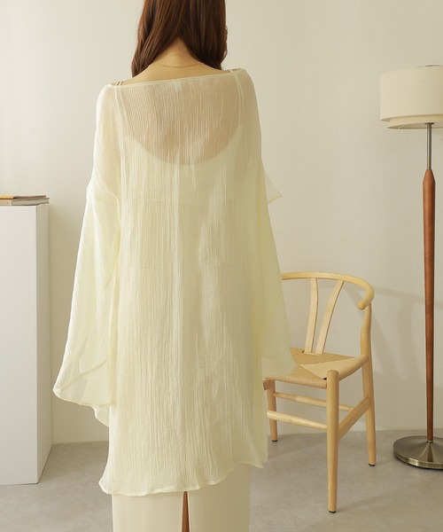 LAULEN(ローレン)の「sheer drape gown cardigan /ワッシャー加工 シアー ドレープ ガウン カーディガン(カーディガン/ボレロ・レディース・ブラック/ベージュ/アイボリー・FREE)」の6枚目の写真