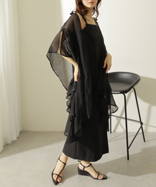 LAULEN(ローレン)の「sheer drape gown cardigan /ワッシャー加工 シアー ドレープ ガウン カーディガン(カーディガン/ボレロ・レディース・ブラック/ベージュ/アイボリー・FREE)」の9枚目の写真