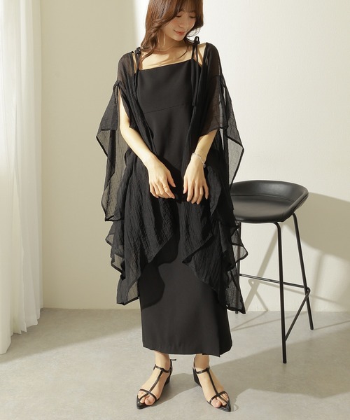 LAULEN(ローレン)の「sheer drape gown cardigan /ワッシャー加工 シアー ドレープ ガウン カーディガン(カーディガン/ボレロ・レディース・ブラック/ベージュ/アイボリー・FREE)」の10枚目の写真