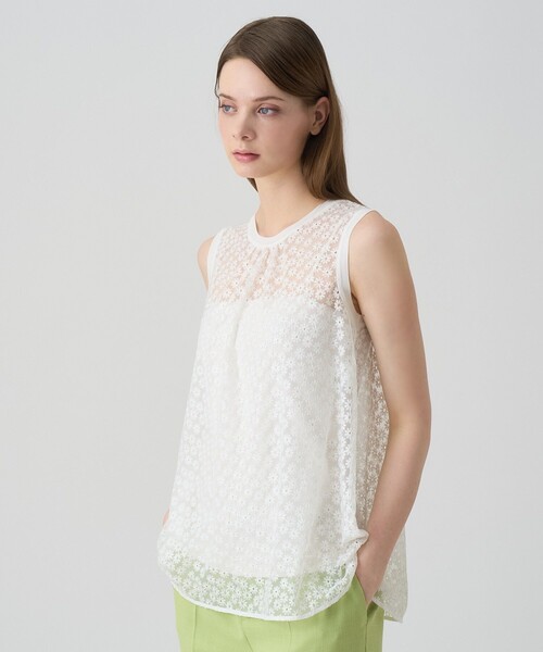 ANAYI（アナイ）の「フラワー刺繍ノースリーブ ブラウス（シャツ/ブラウス・レディース・ホワイト/ブラック・36/38）」の2枚目の写真