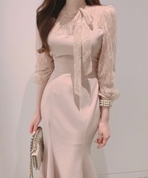 Jasmine Grandiflorum（ジャスミングランディフローラム）の「【Jasmine】シアーレースマーメイドロングワンピース (SS)（ワンピース）」