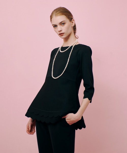 LOULOU WILLOUGHBY ニットベスト　パール　ブラック　2サイズ LOULOU WILLOUGHBY】チェーントリムミニベスト|allureville