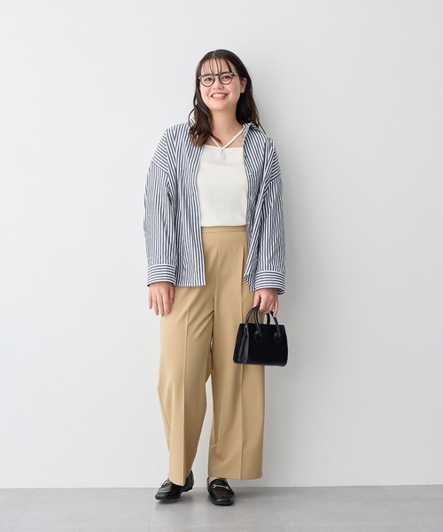 anyfee(エニフィー)の「【anyfee/プラスサイズ】ツイルタックワイドパンツ《接触冷感/ストレッチ》(スラックス・レディース・チャコール/ベージュ/グレー・LL/3L/4L/5L)」の22枚目の写真