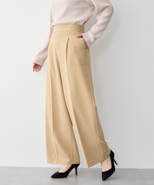 【試着のみ新品/半額以下】F/CE エフシーイー オリーブグリーンスラックス セール】【anyfee/プラスサイズ】ツイルタックワイドパンツ