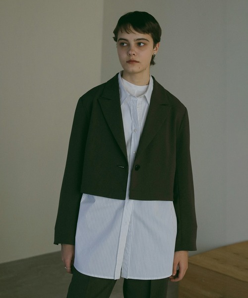 MANOF(マノフ)の「2WAY ZIP JACKET(テーラードジャケット・レディース・グリーン系その他/チャコールグレー・S/M)」の9枚目の写真