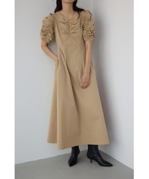 PLUS（プラス）の「【PLUS】ギャザースリーブフレアロングドレス（ワンピース）」