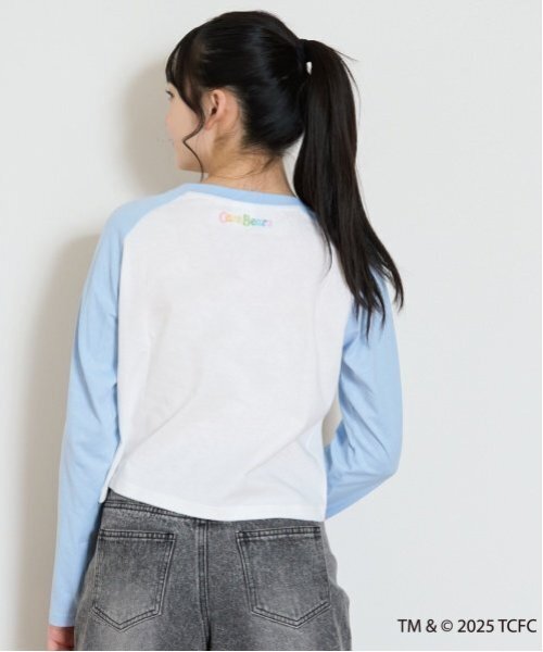 LOVETOXIC（ラブトキシック）の「【ケアベア】【綿100％】ラグランクロップド長袖Tシャツ（Tシャツ/カットソー・キッズ・ピンク/ネイビー/サックスブルー・M:150cm/S:140cm/L:160cm）」の6枚目の写真