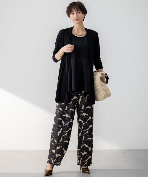 セール】【洗える】Ratti フラワーアートプリント ワイド パンツ