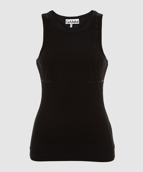 Soft Cotton Rib Rhinestone Tank Top（タンクトップ）｜GANNI