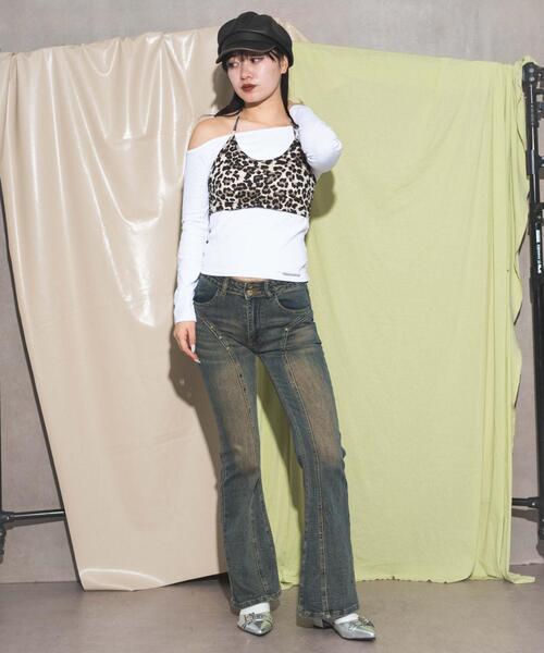 dispark（ディスパーク）の「DISPARK/レオパードキャミドッキングトップス（Tシャツ/カットソー・レディース・ブラック/ホワイト・FREE）」の8枚目の写真