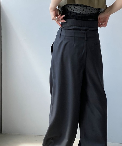 美品 HEMISPHERES 秋冬 カシミヤ混 2タック スラックス グレー L trim_ofkss_item0b359ec61e8111f