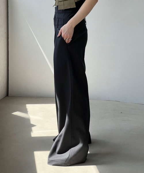 美品 HEMISPHERES 秋冬 カシミヤ混 2タック スラックス グレー L trim_ofkss_item0b359ec61e8111f
