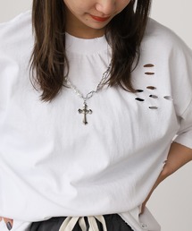 ROOPTOKYO | ネックレス付き ダメージ半袖Tシャツ メンズ 夏物 夏服(Tシャツ/カットソー)