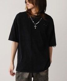 ネックレス付き ダメージ半袖Tシャツ メンズ 秋物 秋服 2026年秋冬